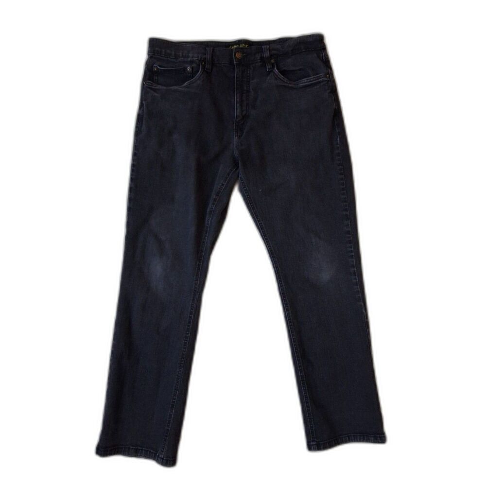 Urban Star Black Cotton Blend Relaxed Fit Stretchy Straight Leg Jean Men's 36x29